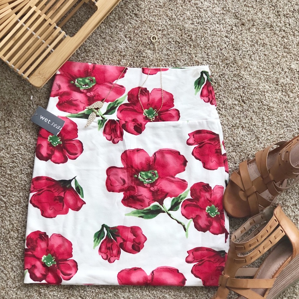 Floral Fitted Bodycon Skirt